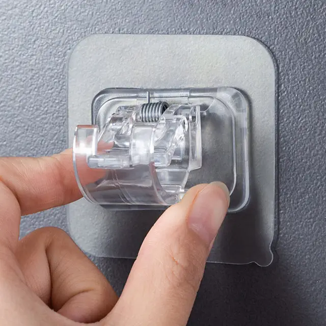 2Pcs Körömmentes, Állítható Függönyrúd Tartó Szorítóhorog Rúd Tartók Ragasztó Fali Függöny Rögzített Klip Függő Állvány Horog - Image 2