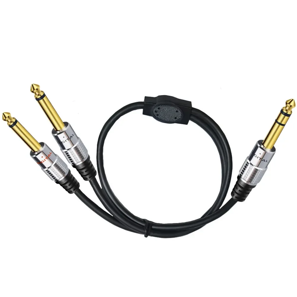 XMSJSIY Cavo patch stereo da 1/4, 6,35 mm, TRS su Dual 1/4, 6,35 mm, TRS, per chitarra, basso, amplificatore, amplificatore, 2 m