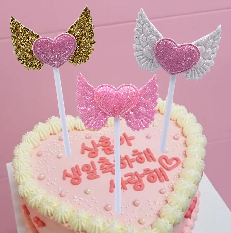 

Angel Wing Cake Topper Birthday Party Wedding Halloween Christmas Decorations for anniversary Wedding Decoration Supply