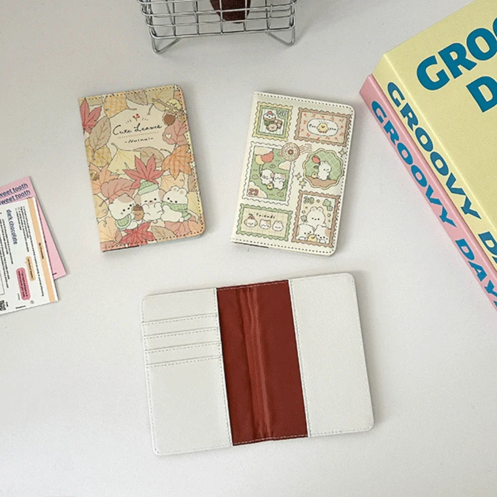 Cartoon Rabbit Passport Holder Pu Leather Multi-function Card Clamp Wallet Waterproof Light-weight Passport Cover Travel Outdoor