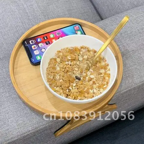 

Bamboo Tray Sofa with Leg Tray Sofa Tray Table Storage Foldable Bed TV Snack Remote Control/Coffee/Snack Armrest Clip-On Tray