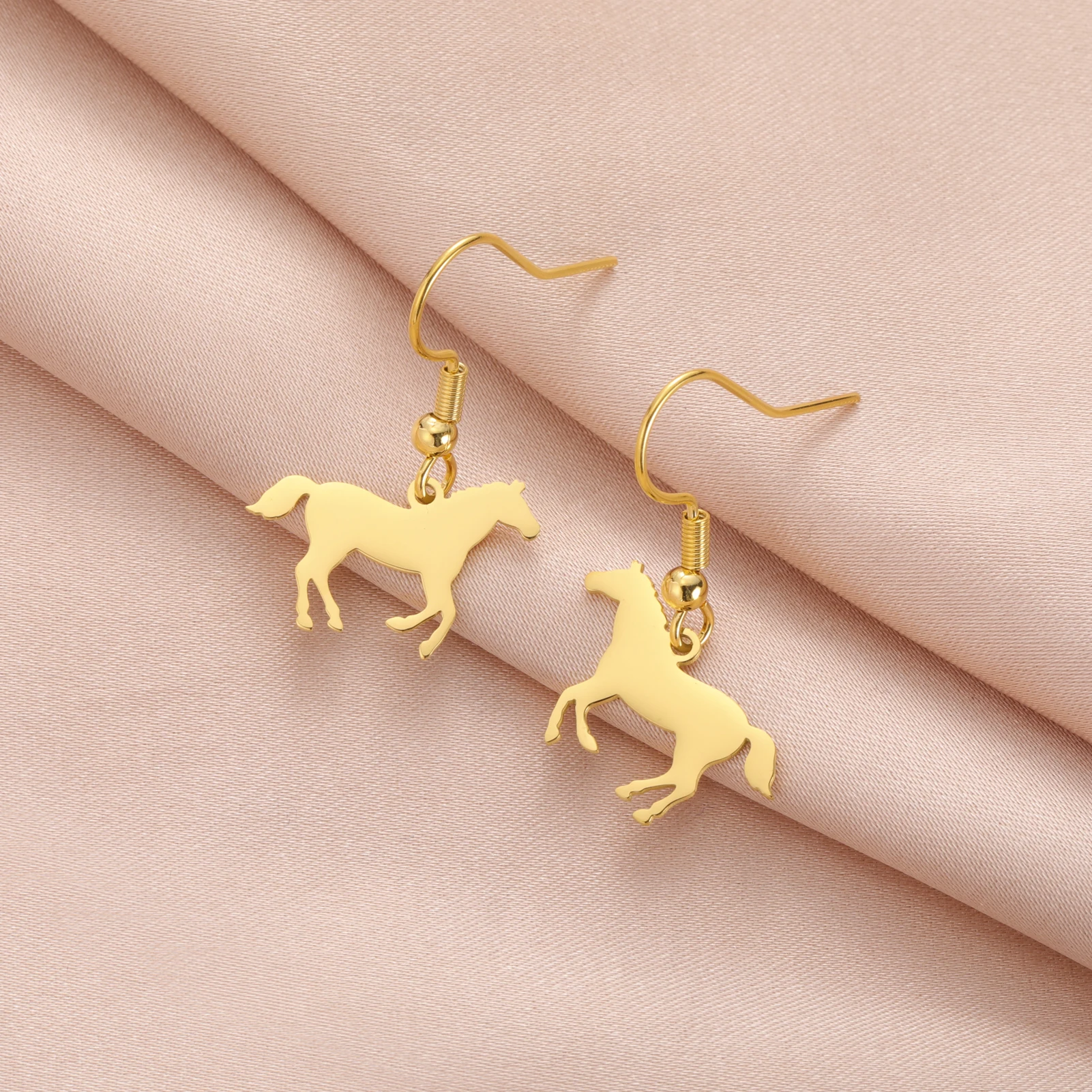 Teamer Running Horse Dangle Earrings for Women Stainless Steel Earrings Animal Exquisite Minimalist Jewelry No Rust Ear Drops