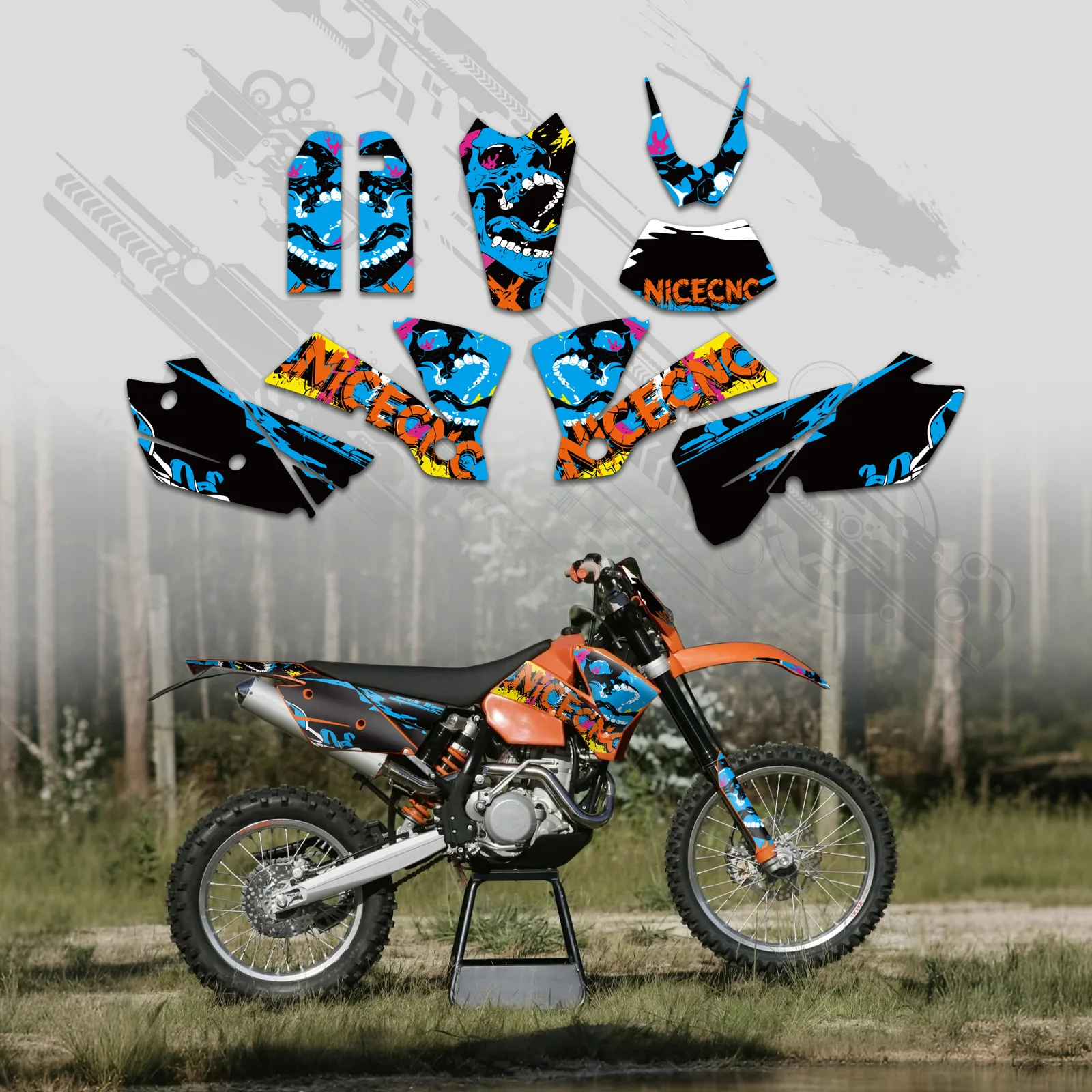 NICECNC Für KTM 2004 EXC 300 EXC 250 EXC 150 EXCF 350 EXC 450F EXC-F 500 Motorrad Grafiken Hintergrund Aufkleber Aufkleber Anpassen – Detail 6