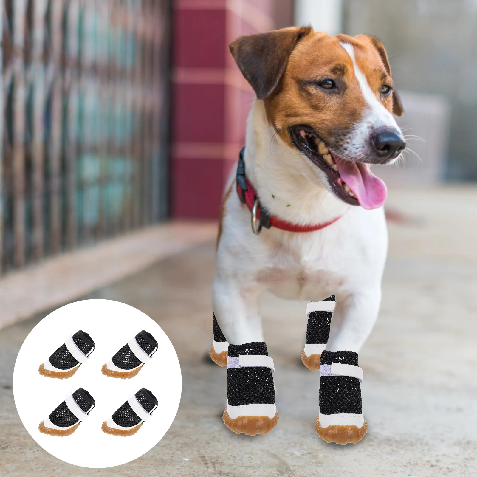 

4Pcs Mesh Dog Shoes Breathable Puppy Shoes Hollow Dog Shoes Dog Paw Cover