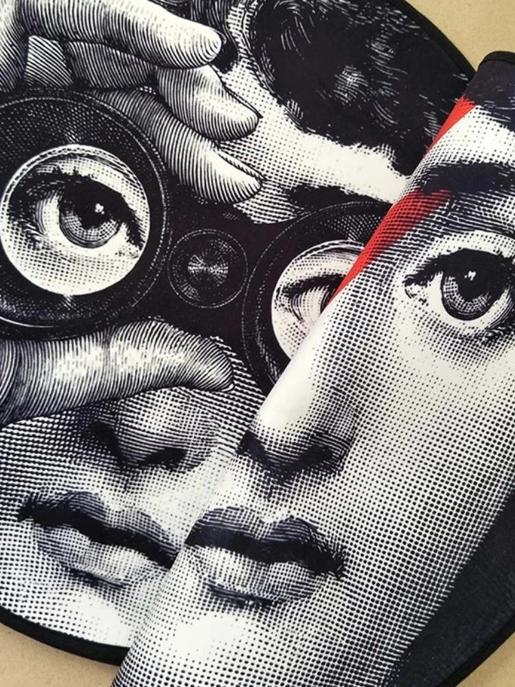 Round Living Room Carpet Nordic Art Face Bedroom Bedside Rug Creative Large Area Home Cloakroom Velvet Floor Mat Ковер Tapis 러그