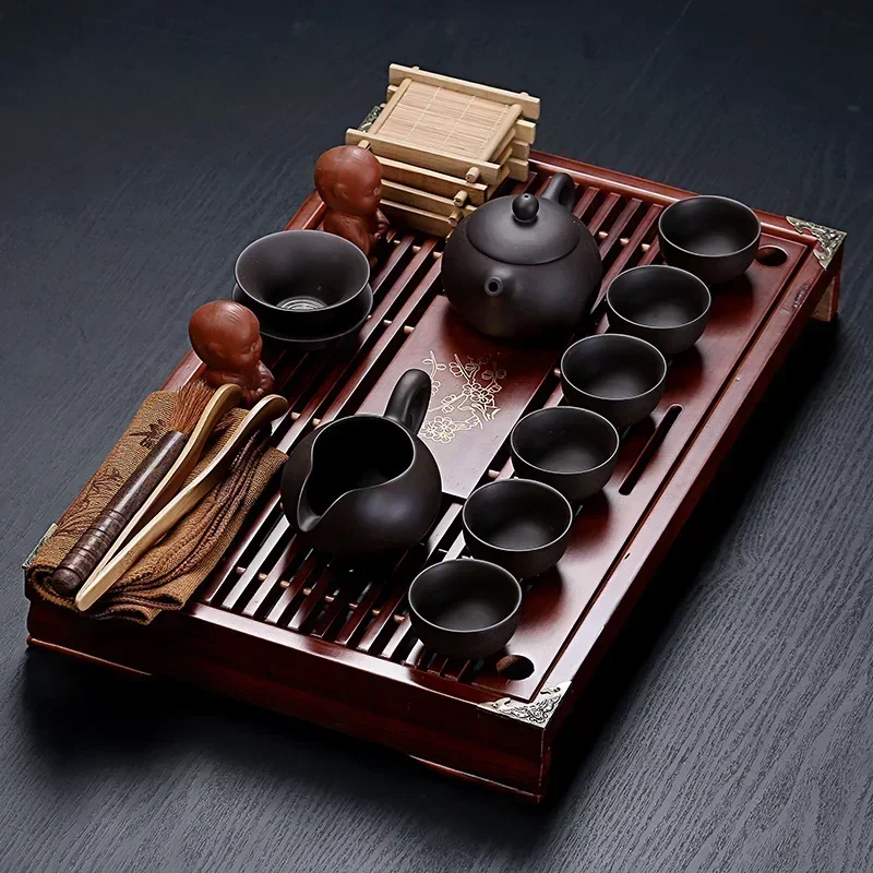 Tea Set Purple Clay Chinese Tea Cup Set Porcelain Vintage Simple Kung Fu Luxury Tea Set Strainer Juego De Te Household Products DG50TS