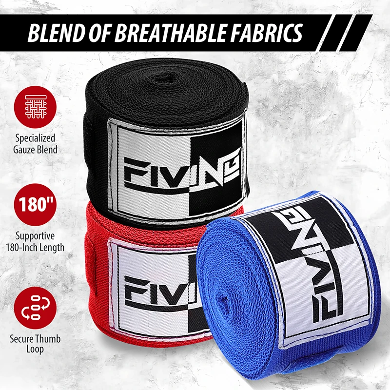 Boxing Bandages 180 Inch Elasticated Thumb Loop Bandages Wrist Wrap Protection for Men Women Muay Thai MMA Kick