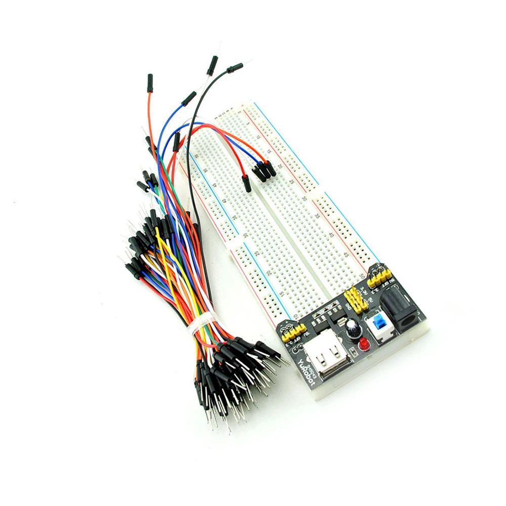 

1pcs MB102 830 Point Solderless PCB Breadboard with 65pcs Jump Cable Wires and Power starter kit new
