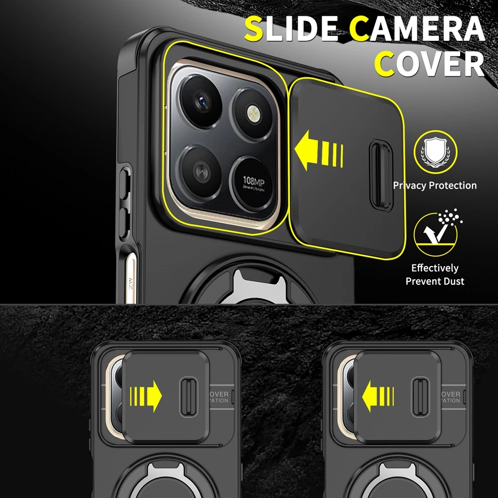 Smart 5G Case with Slide Camera Protection and Magnetic Holder Ring - Durable Armor Phone Cover