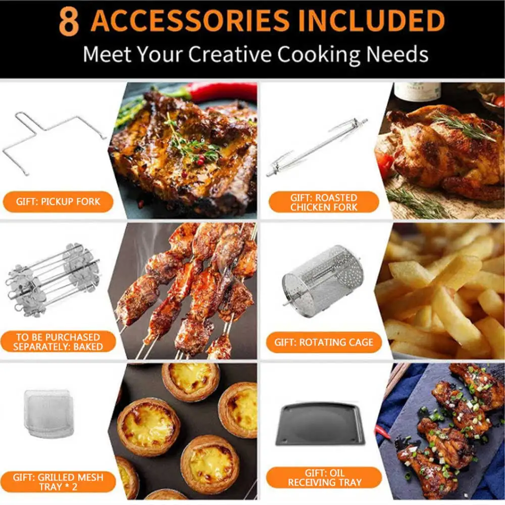 12L Intelligent Electric Air Fryer Oven Fully Automatic Fryer With Perspective Rotation Freydora De Aire Inteligente