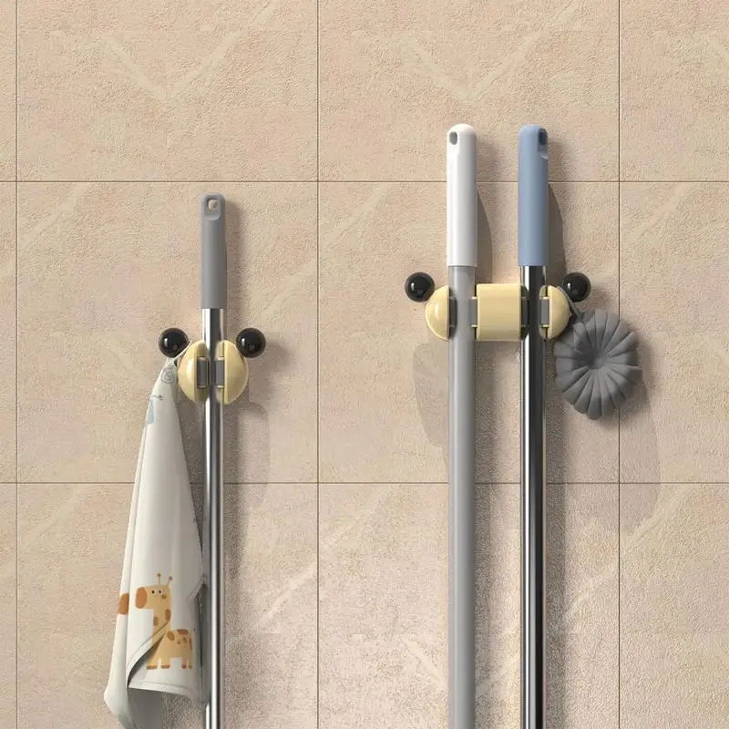 Dangling Broom Organizer Bear Shape Mop Rack Removable Household Gadgets Dangling Home Organization For Bathroom Kitchen