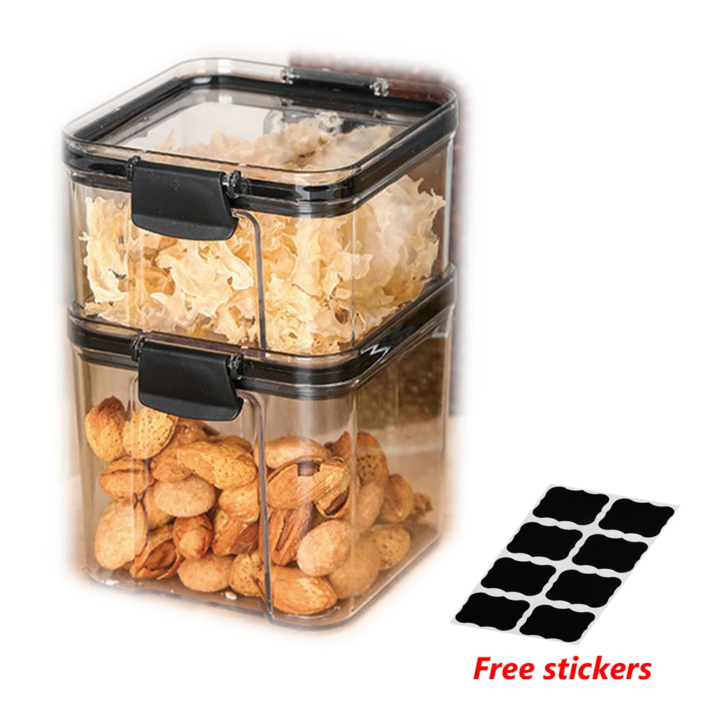 Airtight Pantry Pasta Kitchen With Lid Plastic Food Storage Multigrain Sealed  Container Cereal Containers Transparent Box Cans