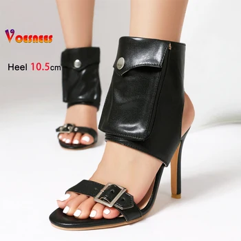 Summer Women Shoes 10.5CM Stiletto Sexy Hollow Out Boots Model Catwalk Show Europe and America Ankle Short Boots Sandals Size 48