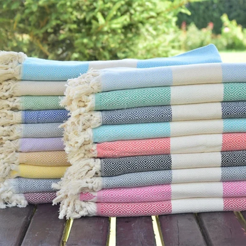 Turkish Stripe Beach Towel With Tassel Summer Polyester Beach Accessories Adult Beach Towel For Travel Outdoor Mother's Day Gift
