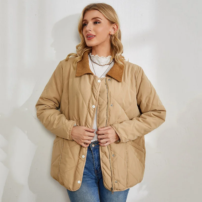 Faux Leather Leather Parka Big Lapel Short Bread Coat Fashion Commuter Coat Ladies Elegant Cotton Coat Streetwear Korean Version