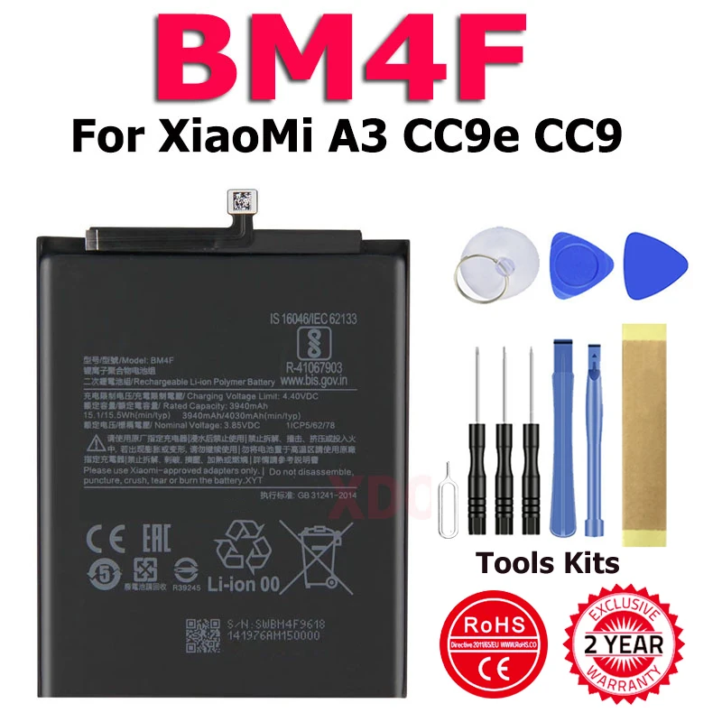 

XDOU BM4F 4030mAh Battery For Xiaomi Mi A3 CC9 CC9e Mi 9 Lite High Quality Phone Replacement Batteries +Tools