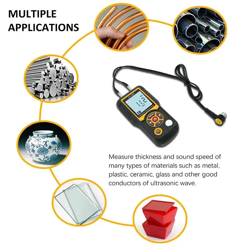 HTI HT-1200 Intelligent Ultrasonic Thickness Meter Metal High Precision Thicknes