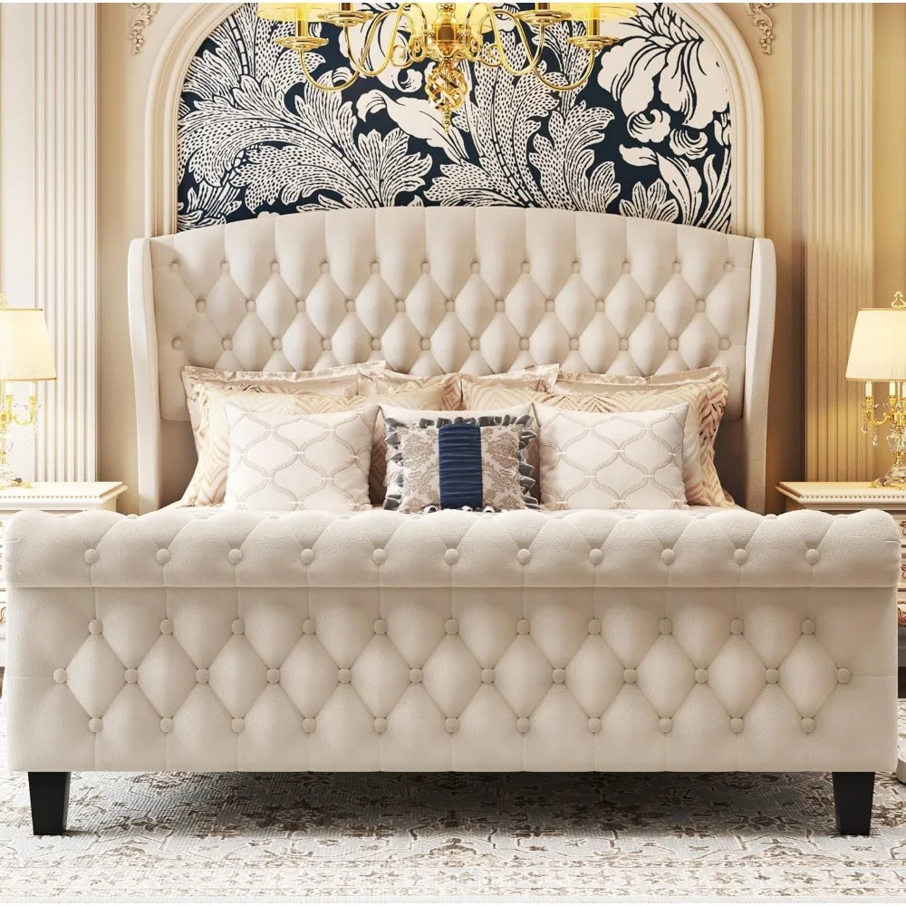 Velvet Sleigh Queen Bed 4