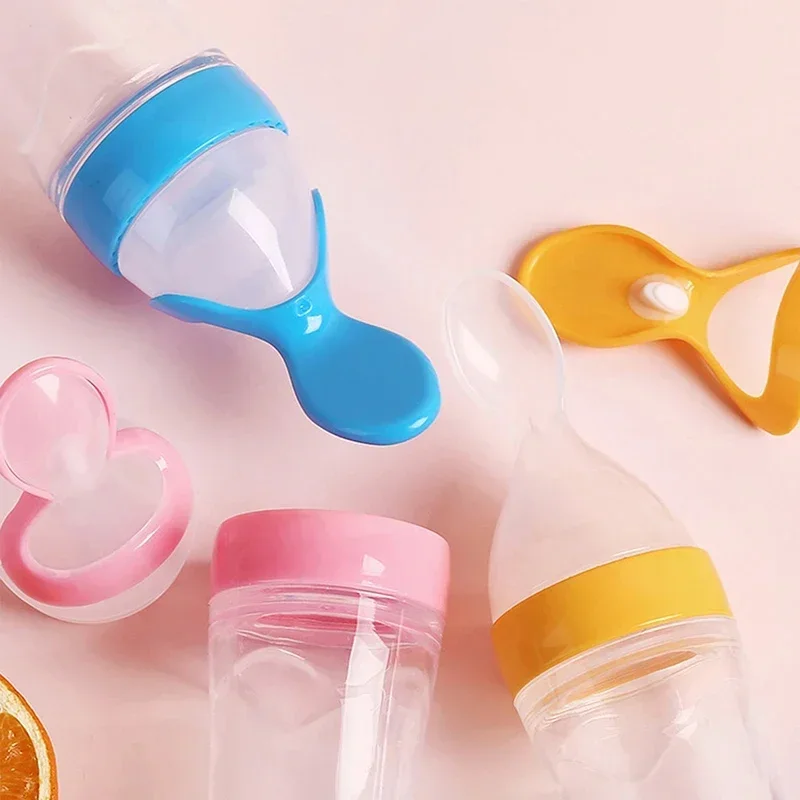 Baby Silicone Suction Cup Squeezing Bottle Feeding Training Spoon Grain Complementary Feeding Device Safety Tableware For baby feeding utensils