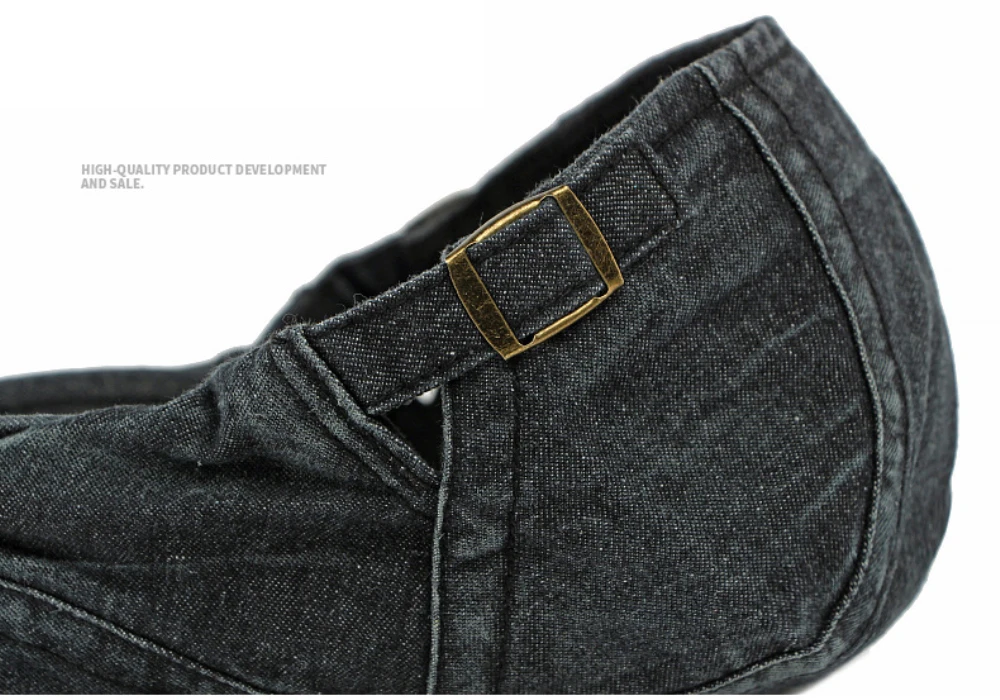 HT4944 Herren Berets Frauen Vintage Künstler Maler Baskenmütze Hut Männlich Weiblich Ivy Flache Kappe Frühling Herbst Denim Hut Einstellbare Baskenmütze Kappe – Detail 8