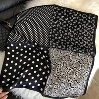 Luxury Polka Dot Paisley Print Square Scarf Black White Thin Decorative Neck Scarf Hairbands Sunscreen Headscarf For Women 1