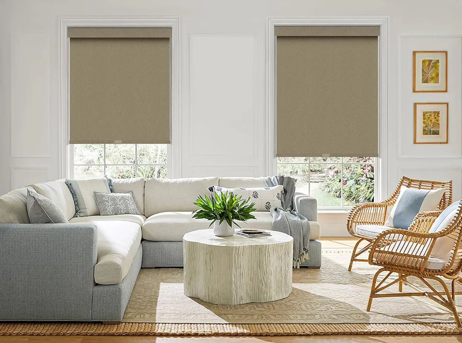 100% Blackout Artificial Linen Cordless Roller Shades for Indoor Windows, Roller Blinds for Home, for Window Size 58" W × 72" H 5