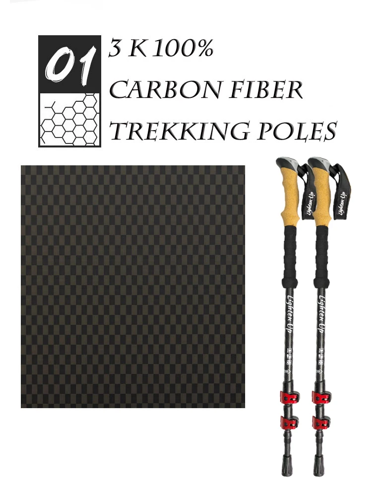 2Pcs Trekking Poles Ultra-light Telescopic Folding Poles Mountaineering Staffs Aluminum/Carbon Cork Auxiliary Walking Sticks 6