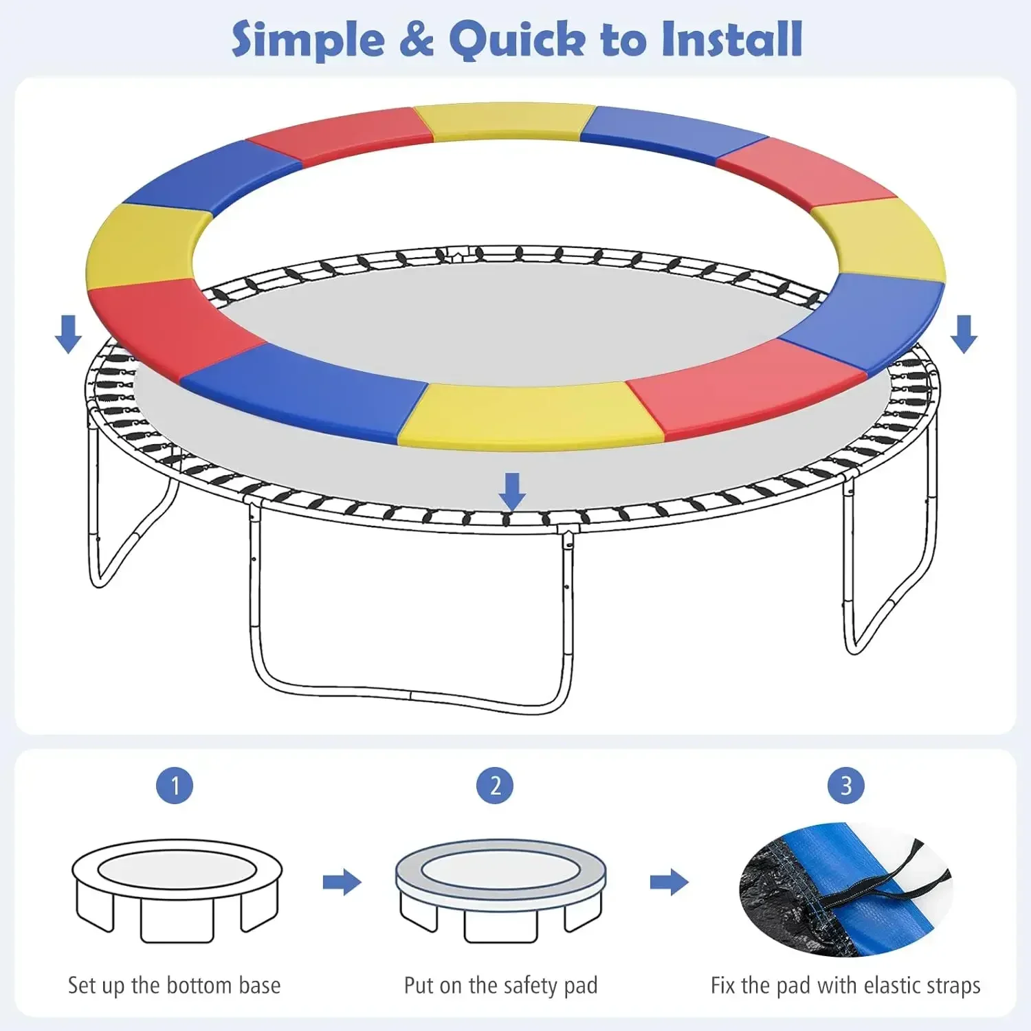 Universal Replacement Trampoline Safety Pad Mat Spring Protection Cover Fits 6ft 8ft 10ft