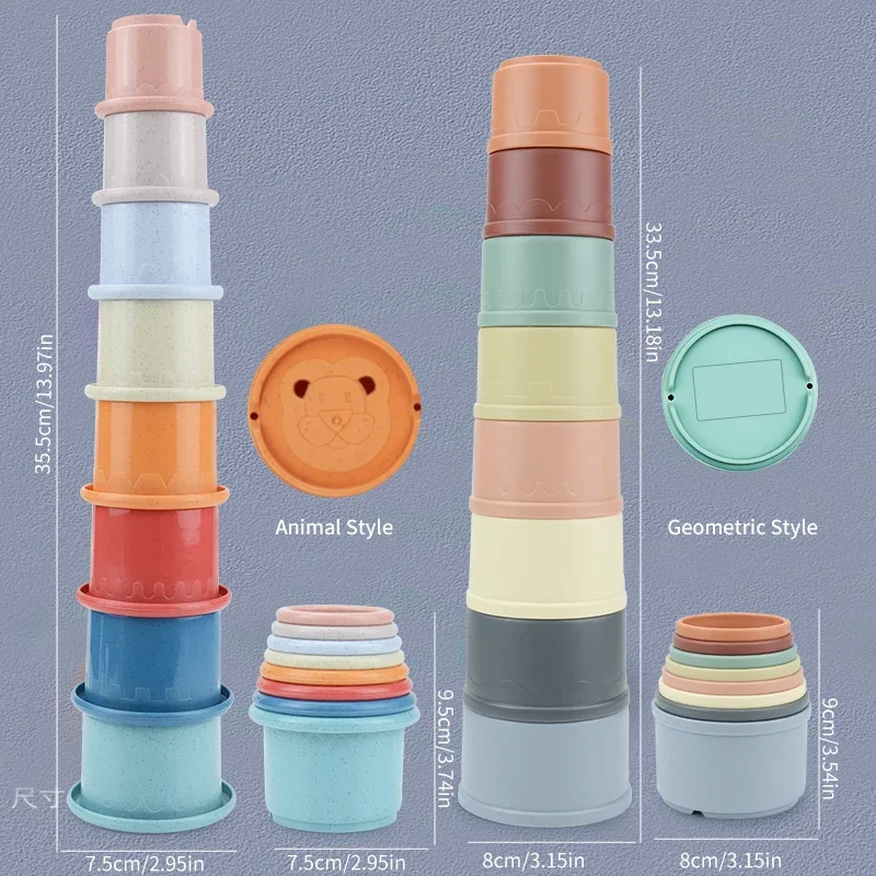 Stacking Cups for Toddlers 8 Pcs. Baby Stacking Toy for 6 Months and Up. Nesting Cups Boys Girls 1 2 3 Years Old