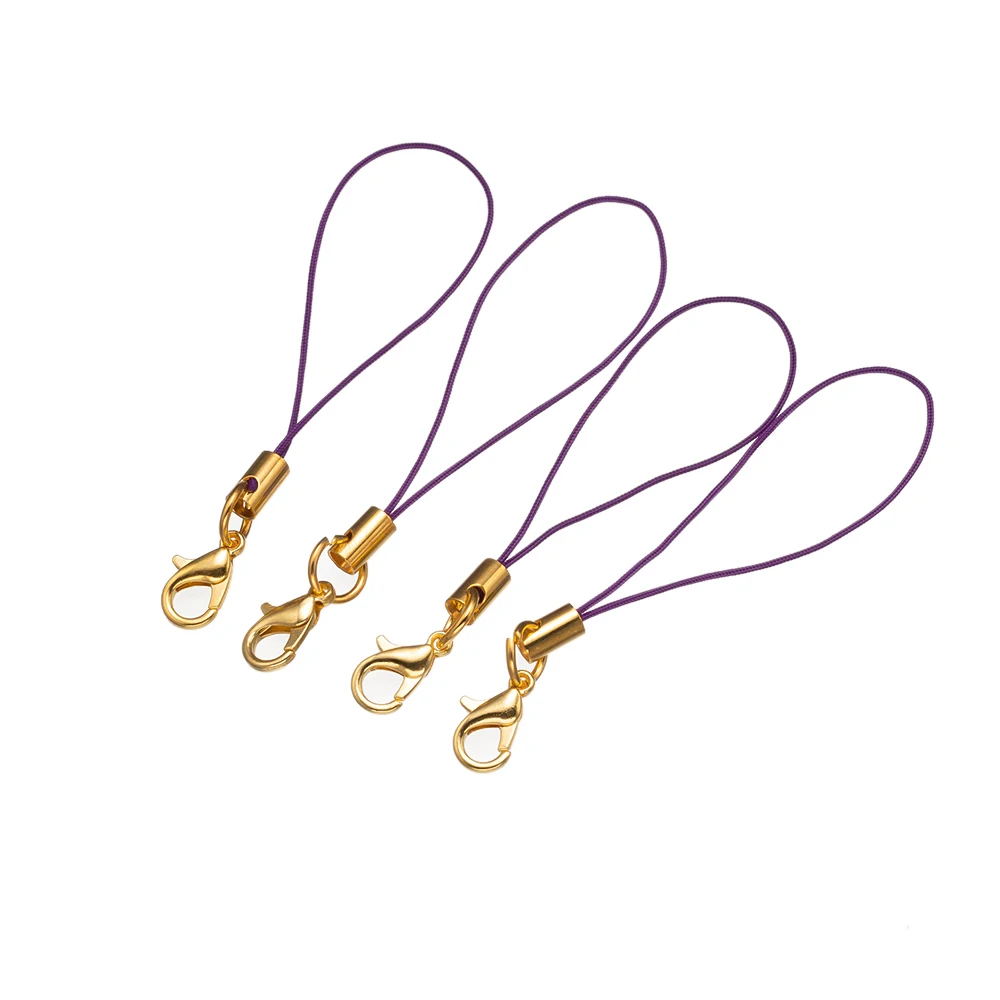 Vibrant Gold/Rhodium Charm Cord with Lobster Clasp for DIY Jewelry and Accessories Crafting - 50pcs