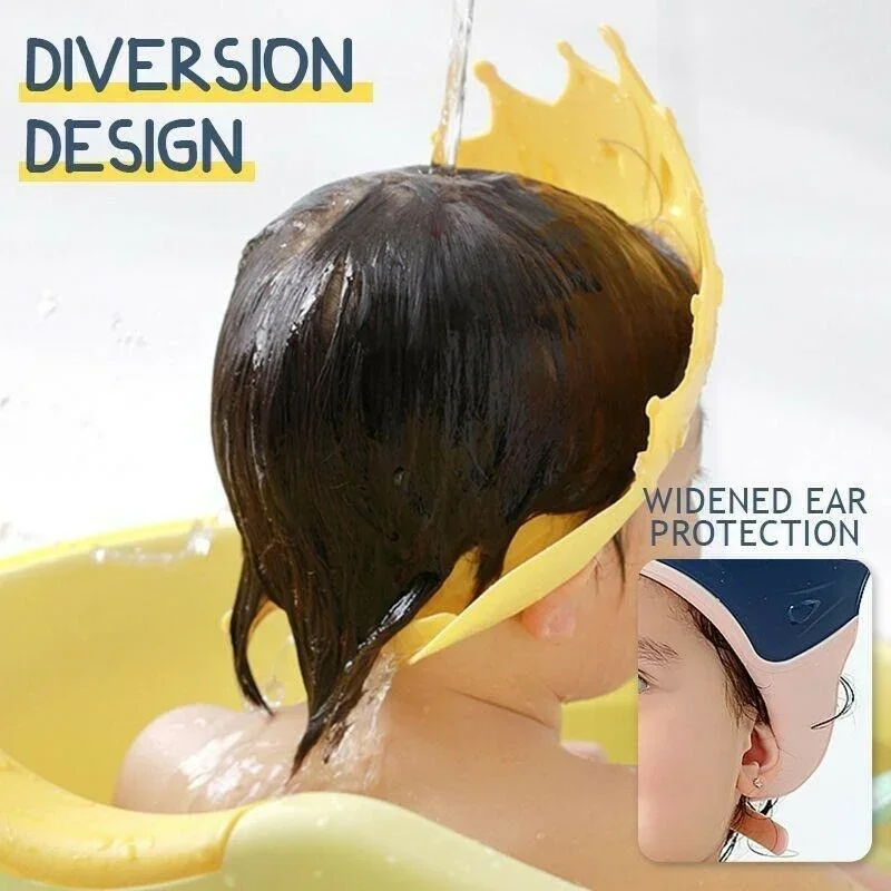 Children's waterproof shower cap, cartoon baby shower cap, shampoo cap, crown design, available in three colors