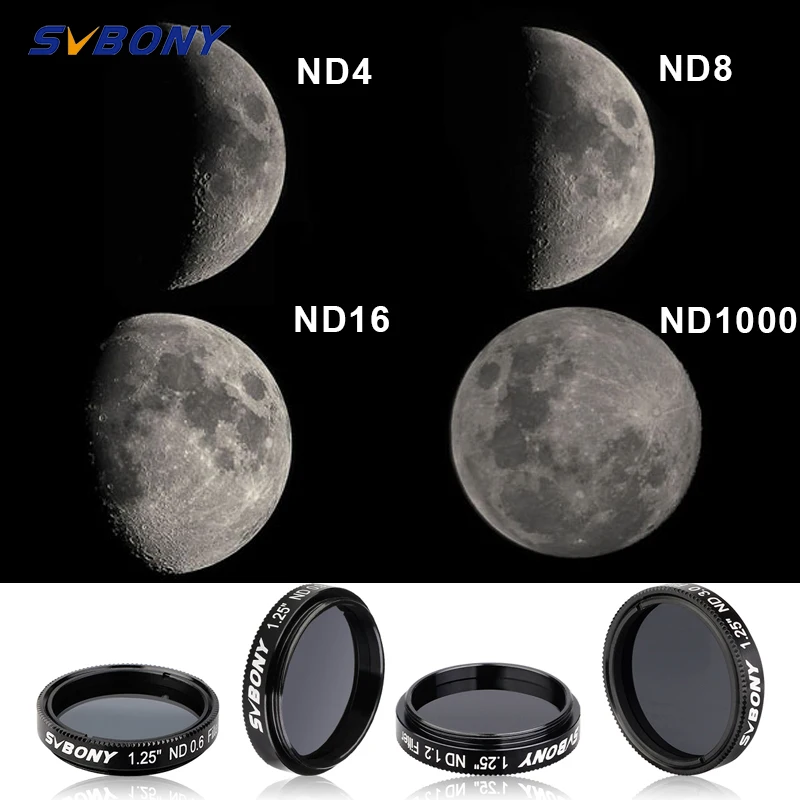 SVBONY 1.25" ND4 /ND8/ ND16/ ND1000 Neutral Density Filter for