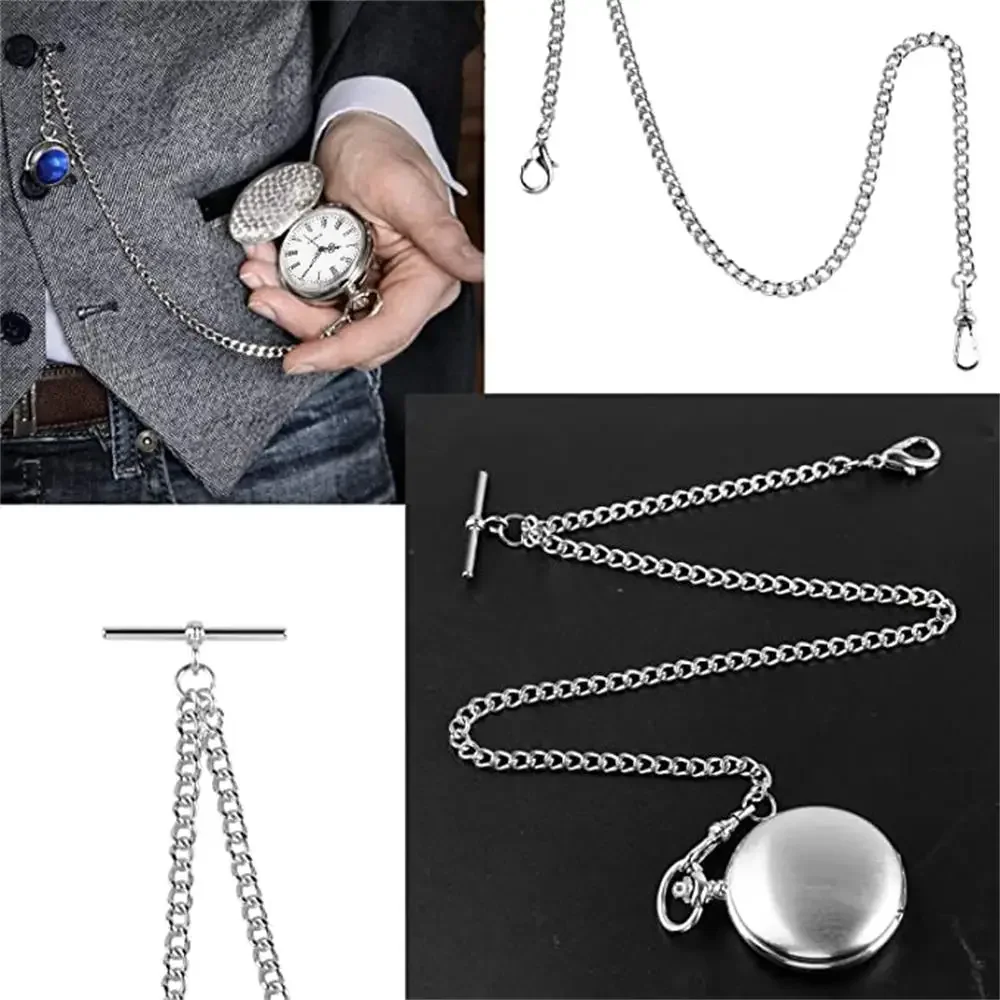 55CM Fob chain suitable for men women's jewelry accessories Pocket watch chains Luxury Silver/Gold stainless steel
