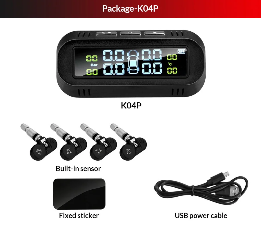 E-ACE Smart Car TPMS Auto Monitoring External Devce Tyre Pressure Monitoring System Security Alarm USB TMPS Tyre Pressure Sensor car headrest monitor