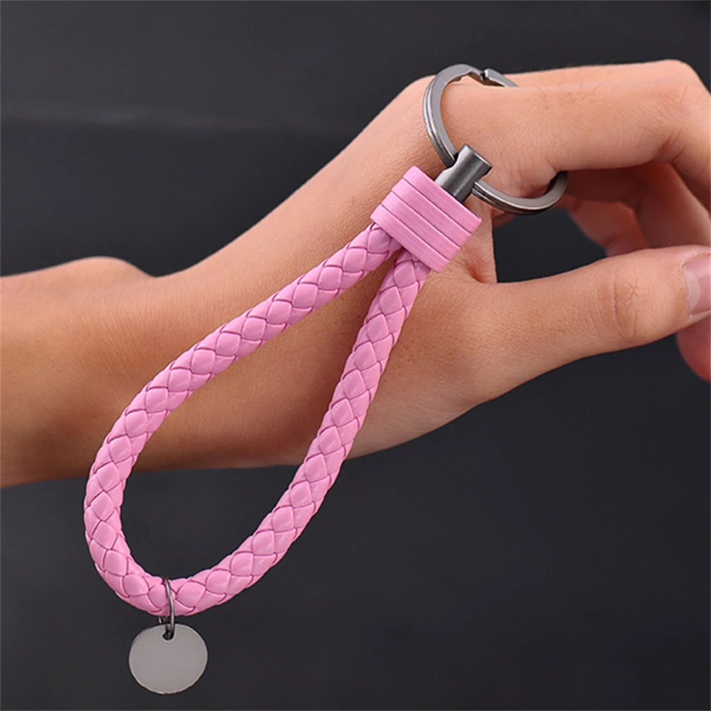 Braided PU Leather Wristlet Keychain Strap - Stylish Accessory