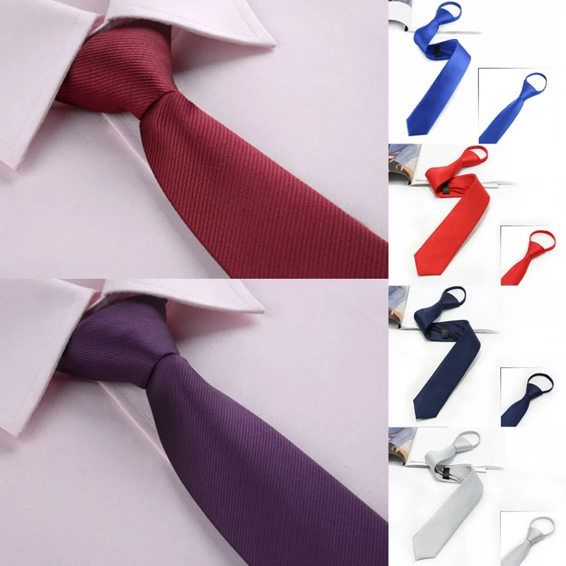 

Men Necktie Zipper Lazy Tie Fashion Solid 5cm Ties Business For Man Slim Narrow Zipper Tie Mens Wedding Party Shirt Accessories