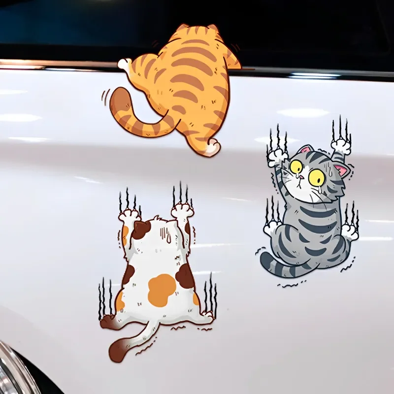 

3pcs Funny Pet Cat Car Sticker Climbing Cats Animal Styling Stickers Decoration Car Body Creative Decals Decor Accessories New