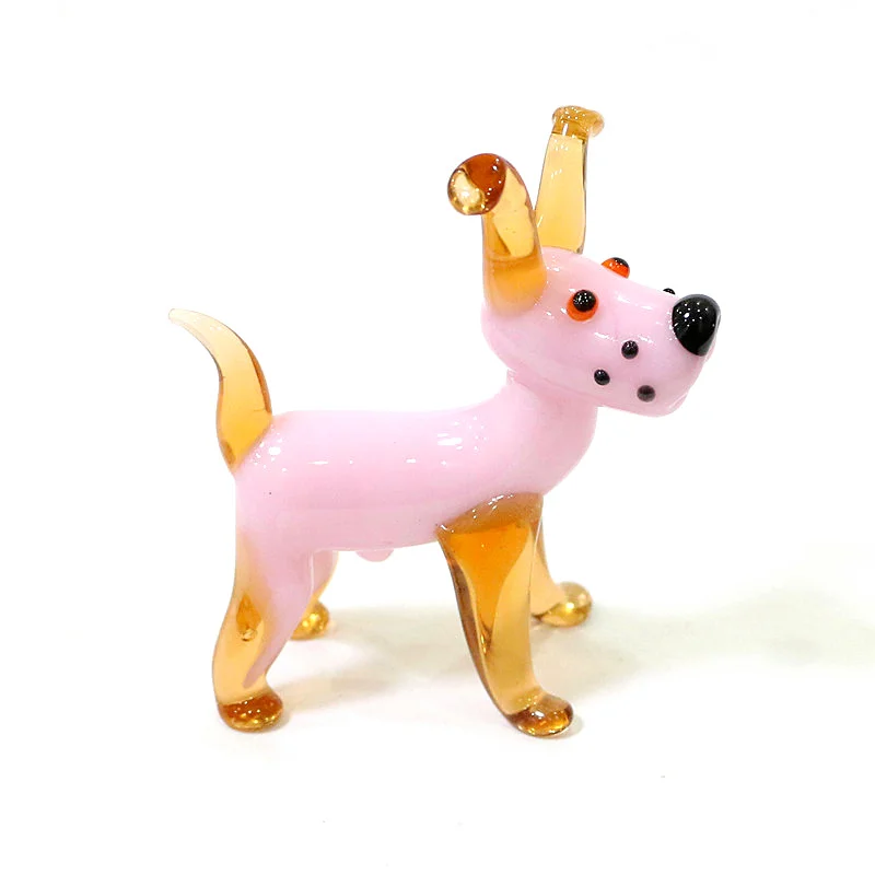 

Murano Glass Dog Figurine Ornament Pink Cute Animal Small Statue Home Table Living Room Decor New Year Xmas Party Gifts for Kids