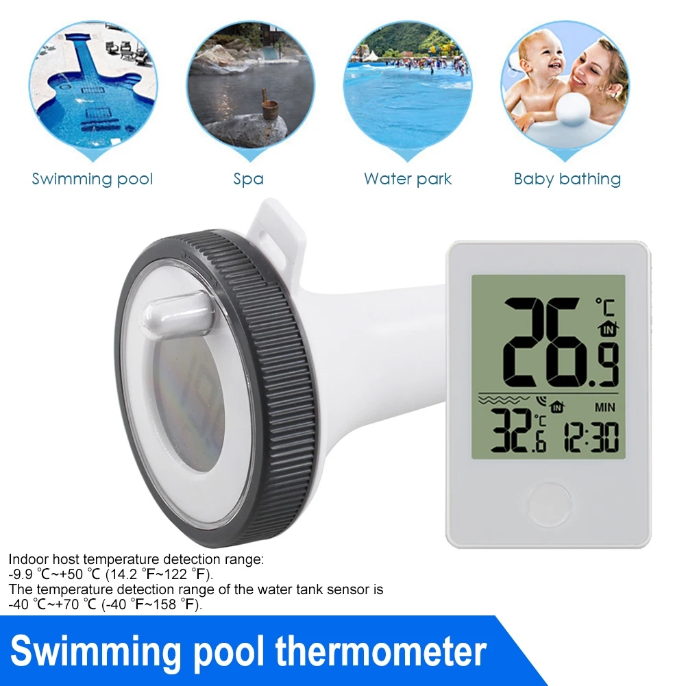 Schwimmendes Schwimmbad thermometer Drahtloses Pool thermometer mit  Innentemperatur-Überwachungs uhr für Teich-Whirlpool-Aquarium