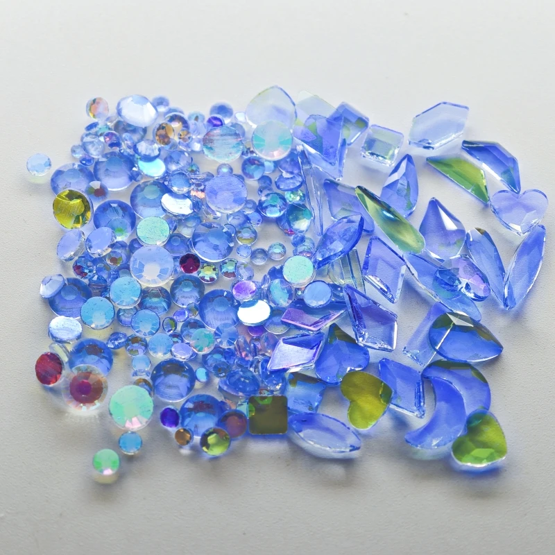 200 p/Pack Mini-Größe gemischt verschieden geformte mehrfarbige Kristall schlanke Strass 3d Maniküre Nail Art Dekoration Charms Schmuck – Detail 3