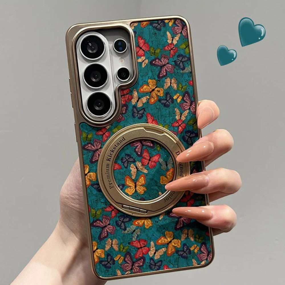 Ultra Plating 360° Rotation Alloy Bracket PU Leather Magnetic Case - Premium Hard Cover