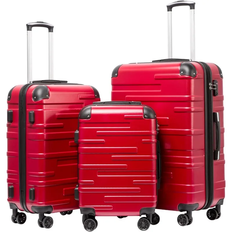 

Coolife Luggage Expandable(only 28") Suitcase 3 Piece Set with TSA Lock Spinner 20in24in28in (red)