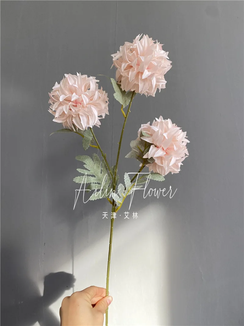 Pink Artificial Rose Mist Grass with Palm Leaves - Wedding Floral Arrangement, Home Decor, and Table Centerpiece