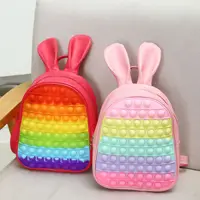 Pop Its Children Silicone PU Cute Rabbit Ears Backpacks New Princess Girls Lovely Fashion Small School Bags Hot 3