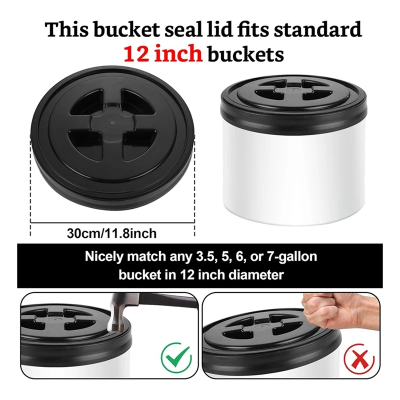 2 Pieces 5 Gallon Leak-Proof Bucket Lid Plastic Storage Buckets Screw Seal Lids Screw Pail Lid Pet Food Storage