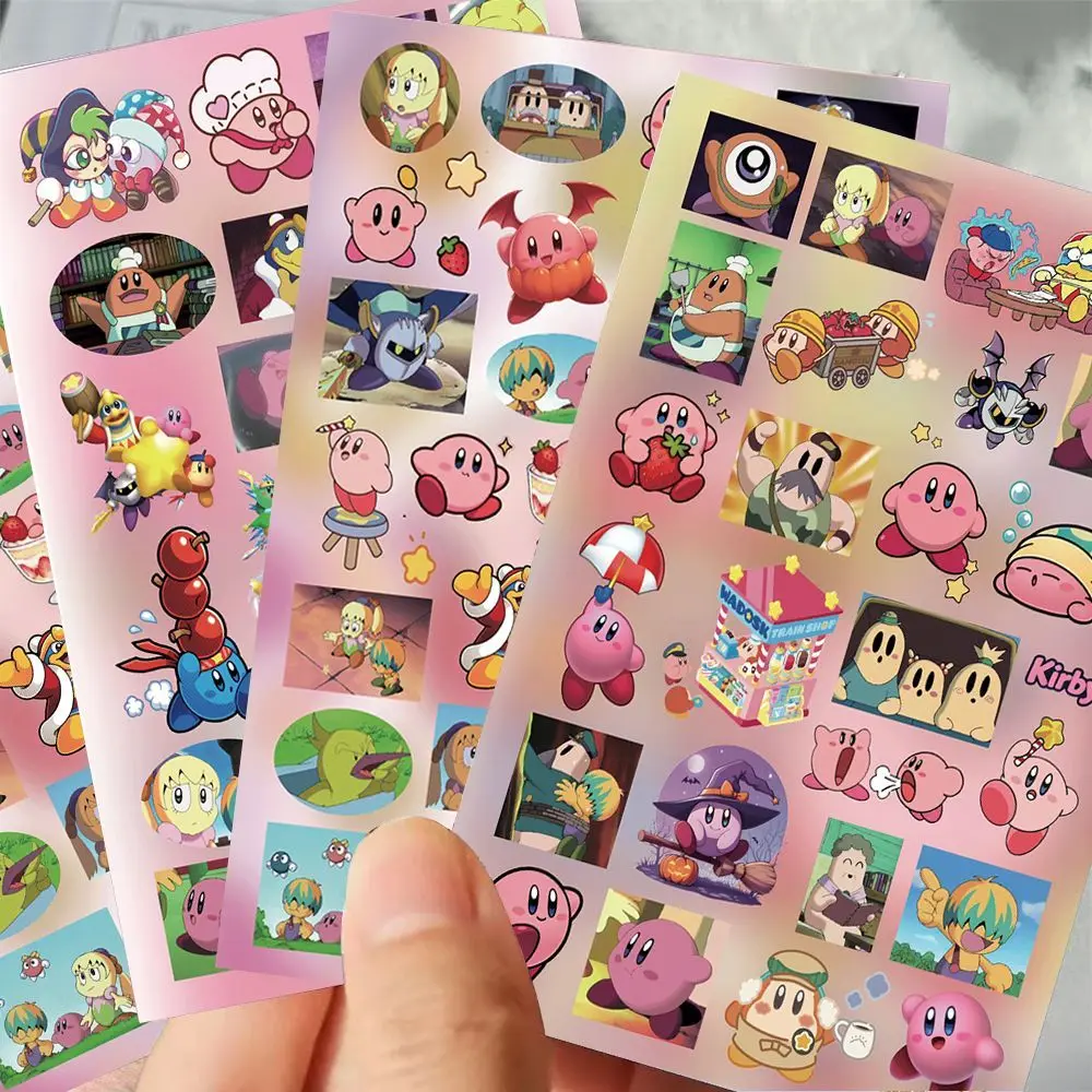 8PCS Kawaii Kirby 스티커 소녀 DIY 데칼 전화 노트북 병 스크랩북 수하물 귀여운 애니메이션 낙서 장식 어린이 장난감