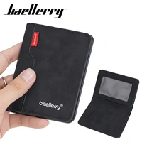 New Slim Men's Wallet Short Zipper Card & Photo Holder High Quality PU Frosted Male Purse with Simple Card Clips