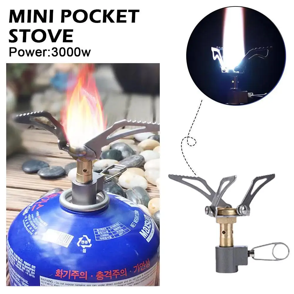 

1PCS Ultralight Mini Pocket Stove 3000W Portable Folding Supplies Stove Cookware Cooking Camping Outdoor Stove Gas Burner W9O0