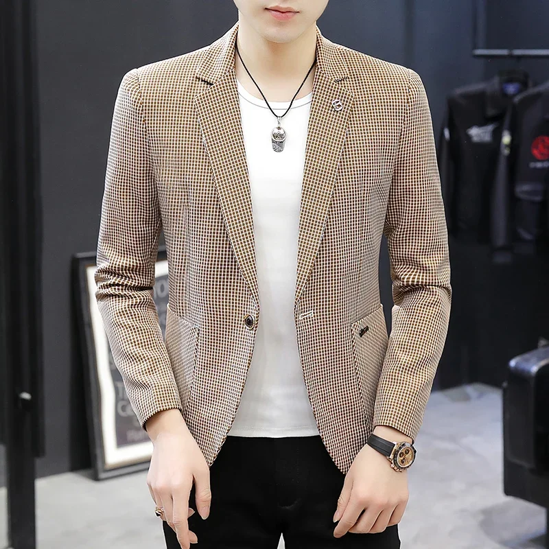 

Высококачественный блейзер для мужчин в британском стиле, Элегантная модная женская одежда для покупок, высококачественное простое деловое повседневное облегающее платье для джентльмена