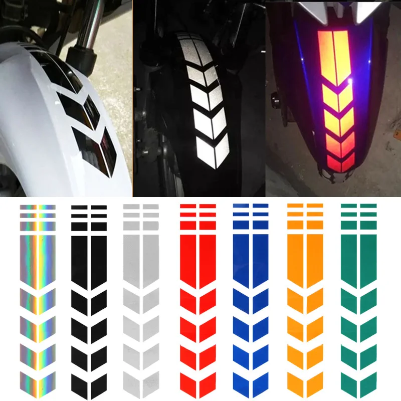 

Motorcycle Reflective Stickers Wheel on Fender Waterproof Safety Warning Arrow Tape Car Decals Motorbike Decoration Accessories